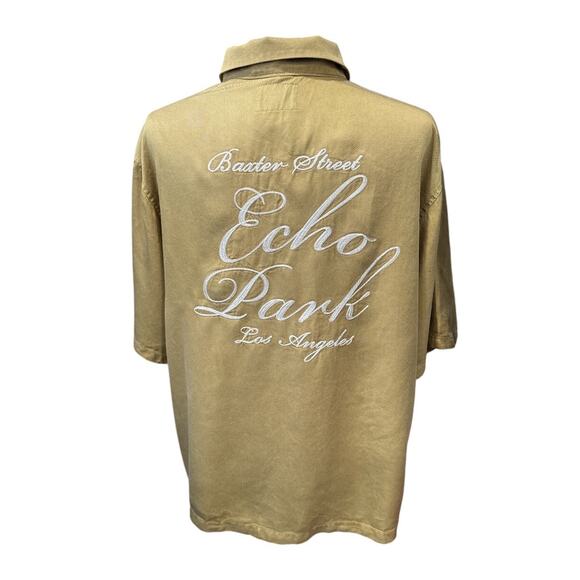 PacSun Echo Park Embroidered Gold Bowling Camp Shirt M - Picture 5 of 11